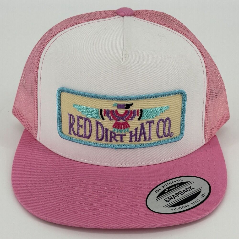 Red Dirt Hat Co Company Pink & White Snapback w/  Thunderbird Patch